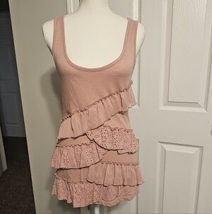 Eyelash Couture Ruffle Layered Tank Top Size Medium